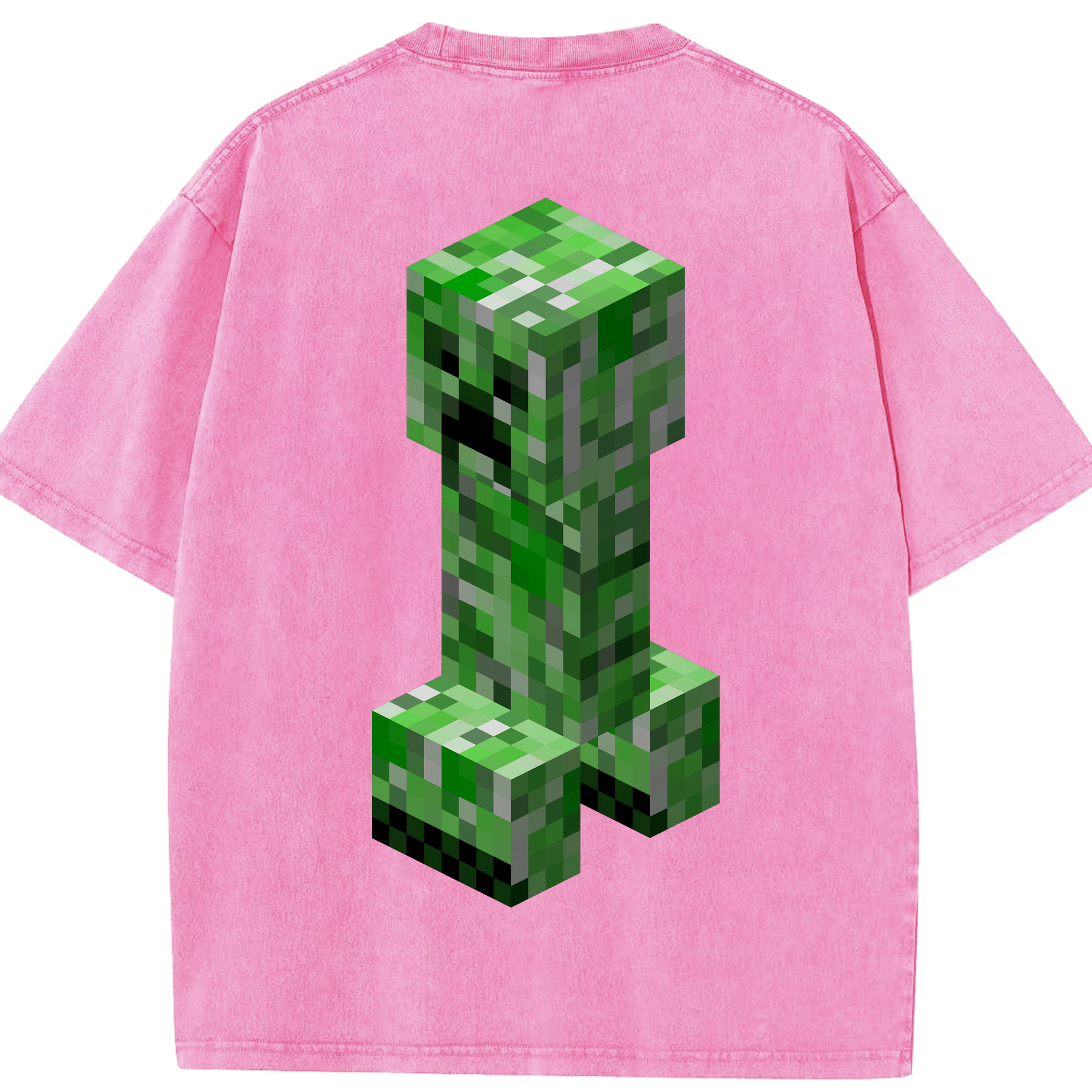 （画像用） マインクラフト ブロックの世界 Minecraft MC Block world 綿100% ヴィンテージ風 半袖Tシャツ（背面プリント）